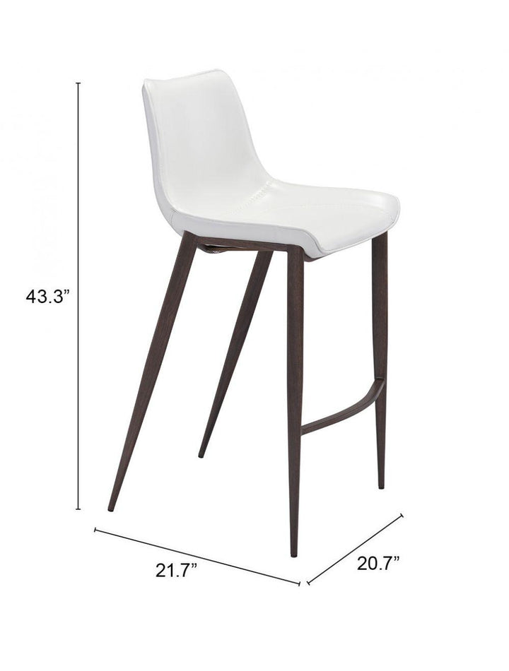 SwayLiving Magnus Bar Chair (Set of 2) White & Walnut BAR STOOLS + COUNTER STOOLS