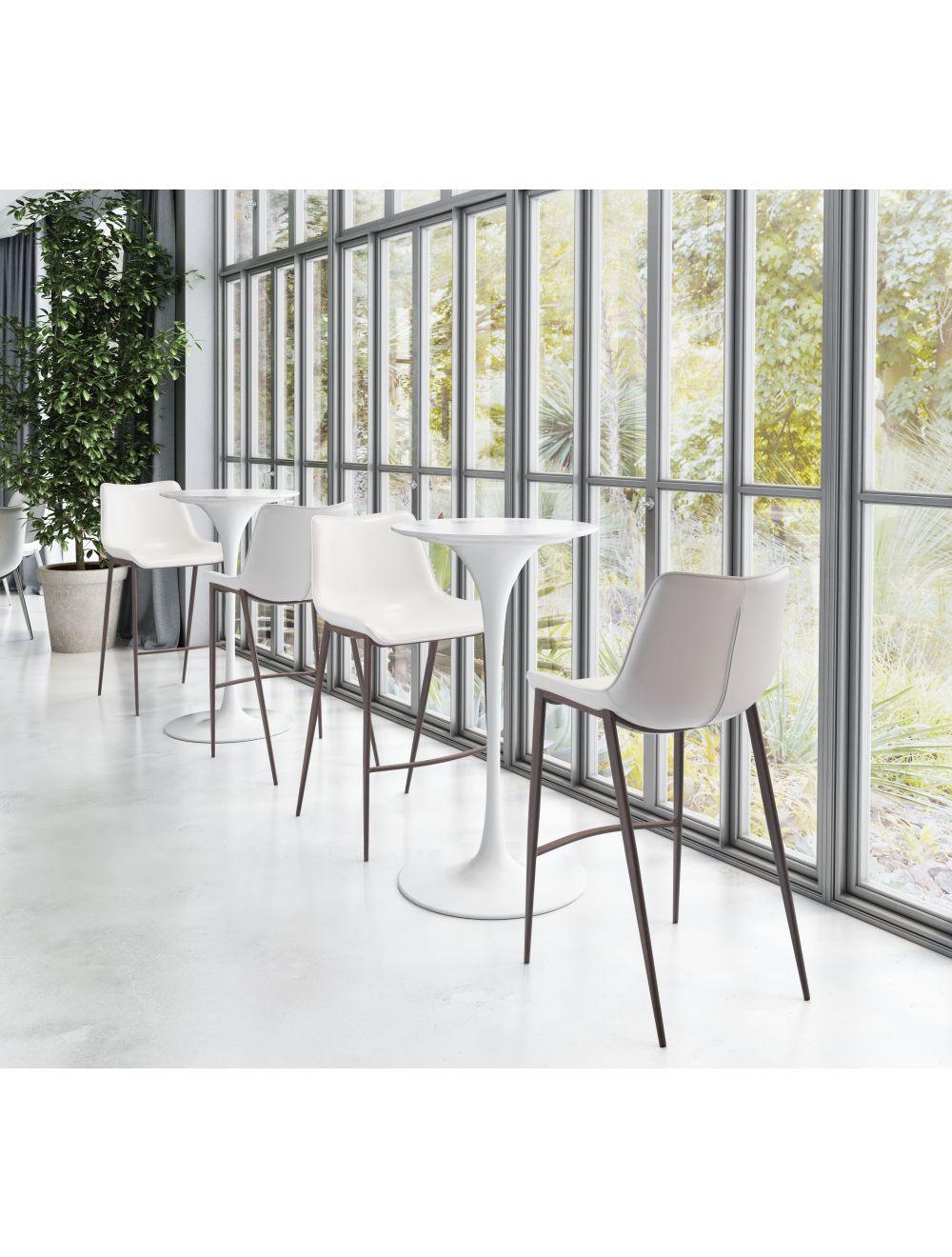 SwayLiving Magnus Bar Chair (Set of 2) White & Walnut BAR STOOLS + COUNTER STOOLS