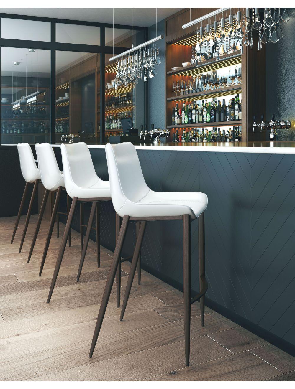 SwayLiving Magnus Bar Chair (Set of 2) White & Walnut BAR STOOLS + COUNTER STOOLS
