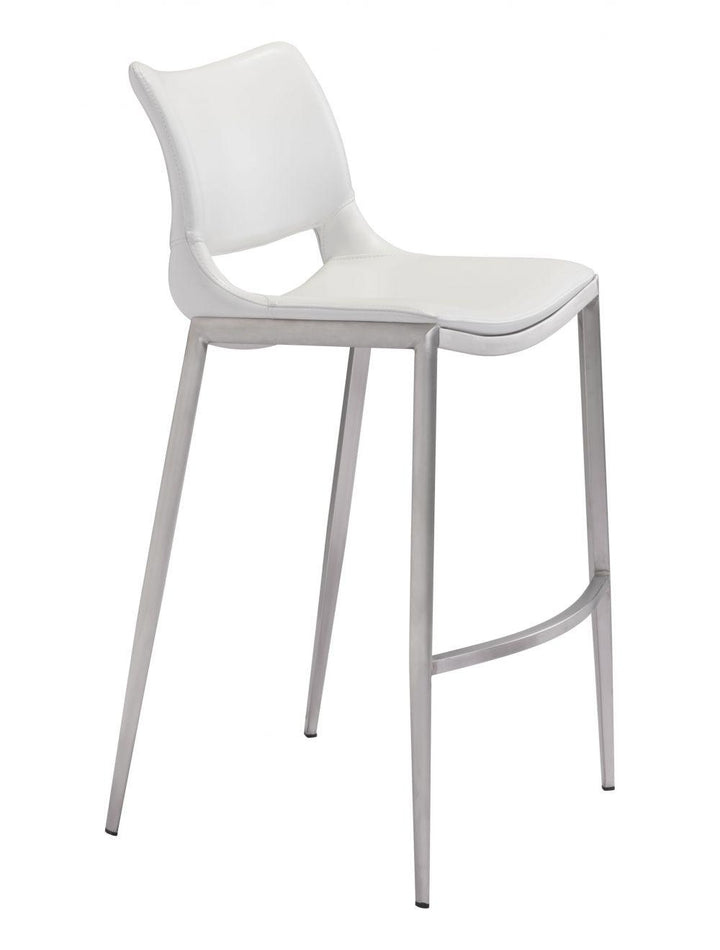 SwayLiving Ace Bar Chair (Set of 2) White & Silver BAR STOOLS + COUNTER STOOLS