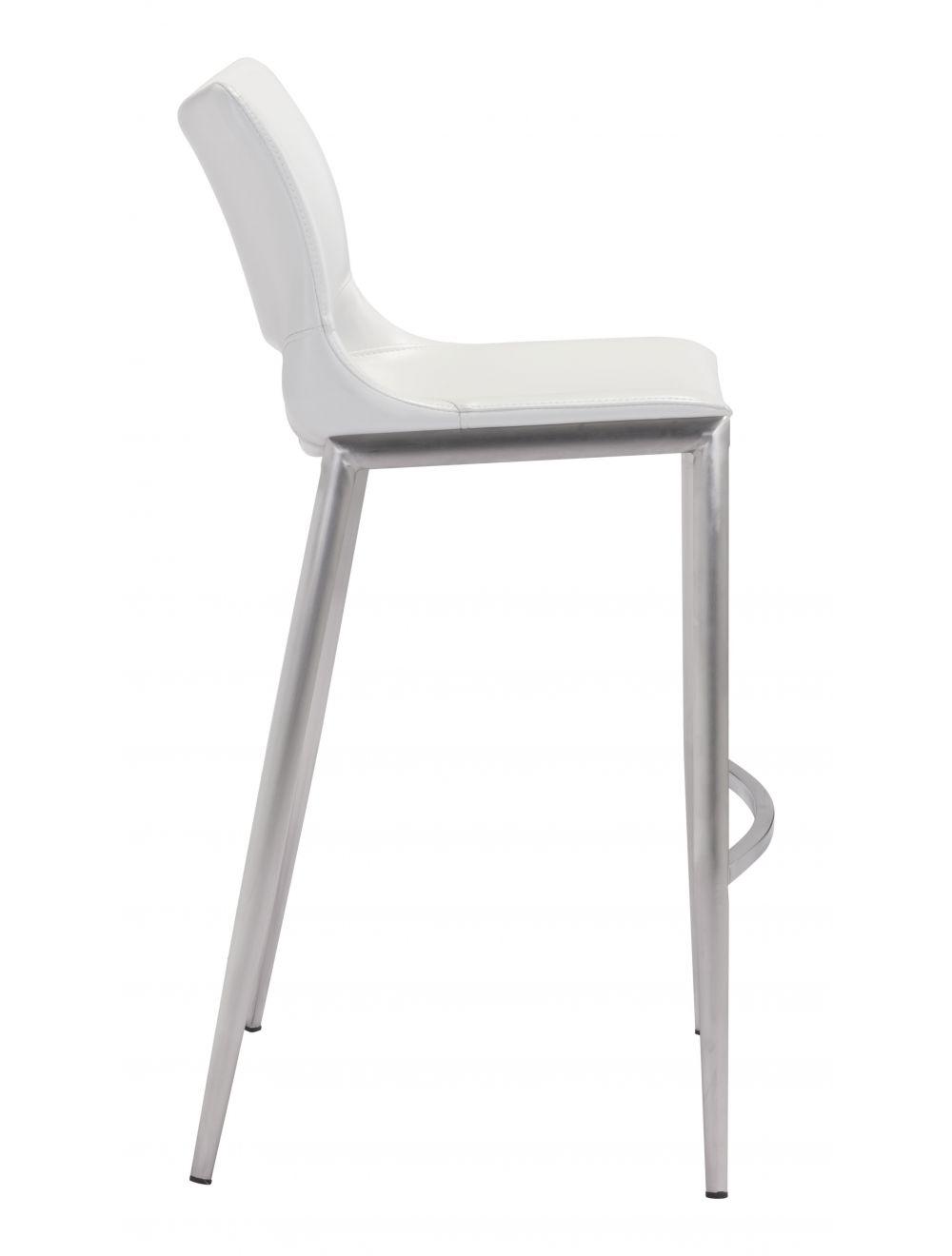SwayLiving Ace Bar Chair (Set of 2) White & Silver BAR STOOLS + COUNTER STOOLS