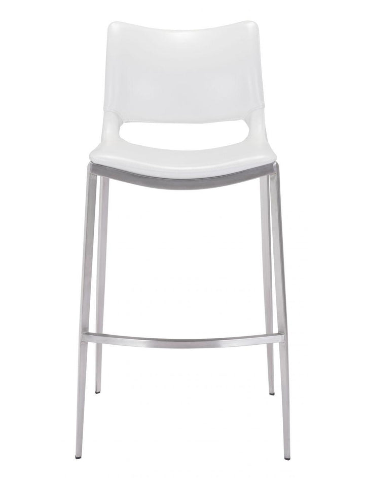 SwayLiving Ace Bar Chair (Set of 2) White & Silver BAR STOOLS + COUNTER STOOLS