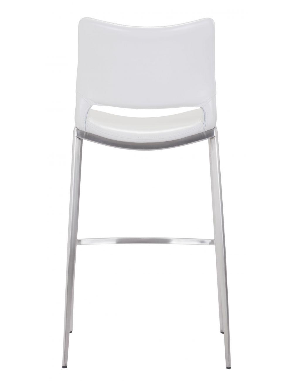 SwayLiving Ace Bar Chair (Set of 2) White & Silver BAR STOOLS + COUNTER STOOLS