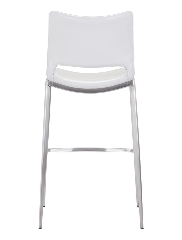 SwayLiving Ace Bar Chair (Set of 2) White & Silver BAR STOOLS + COUNTER STOOLS
