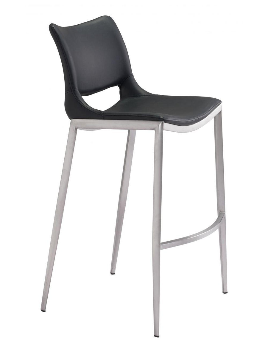 SwayLiving Ace Bar Chair (Set of 2) Black & Silver BAR STOOLS + COUNTER STOOLS