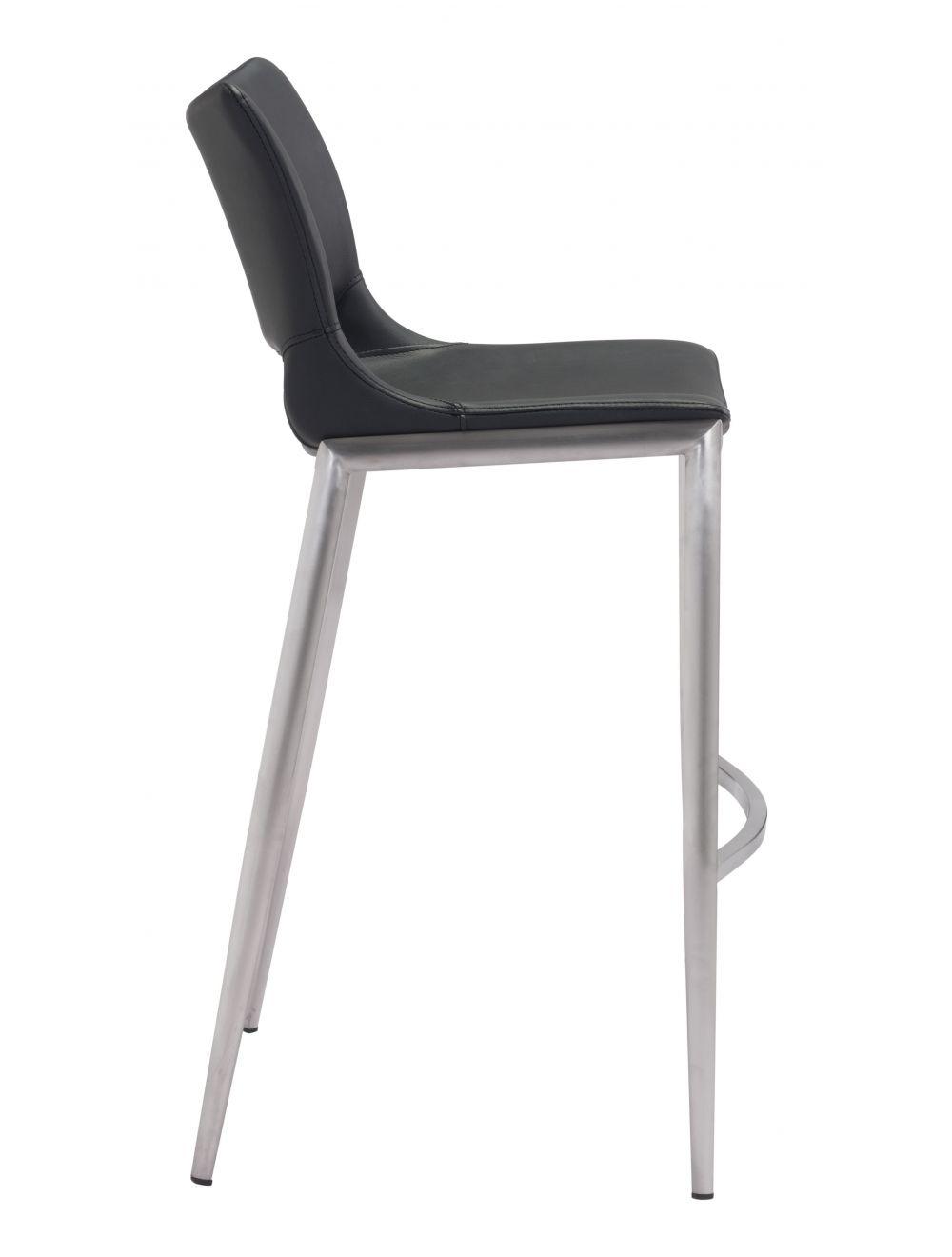 SwayLiving Ace Bar Chair (Set of 2) Black & Silver BAR STOOLS + COUNTER STOOLS