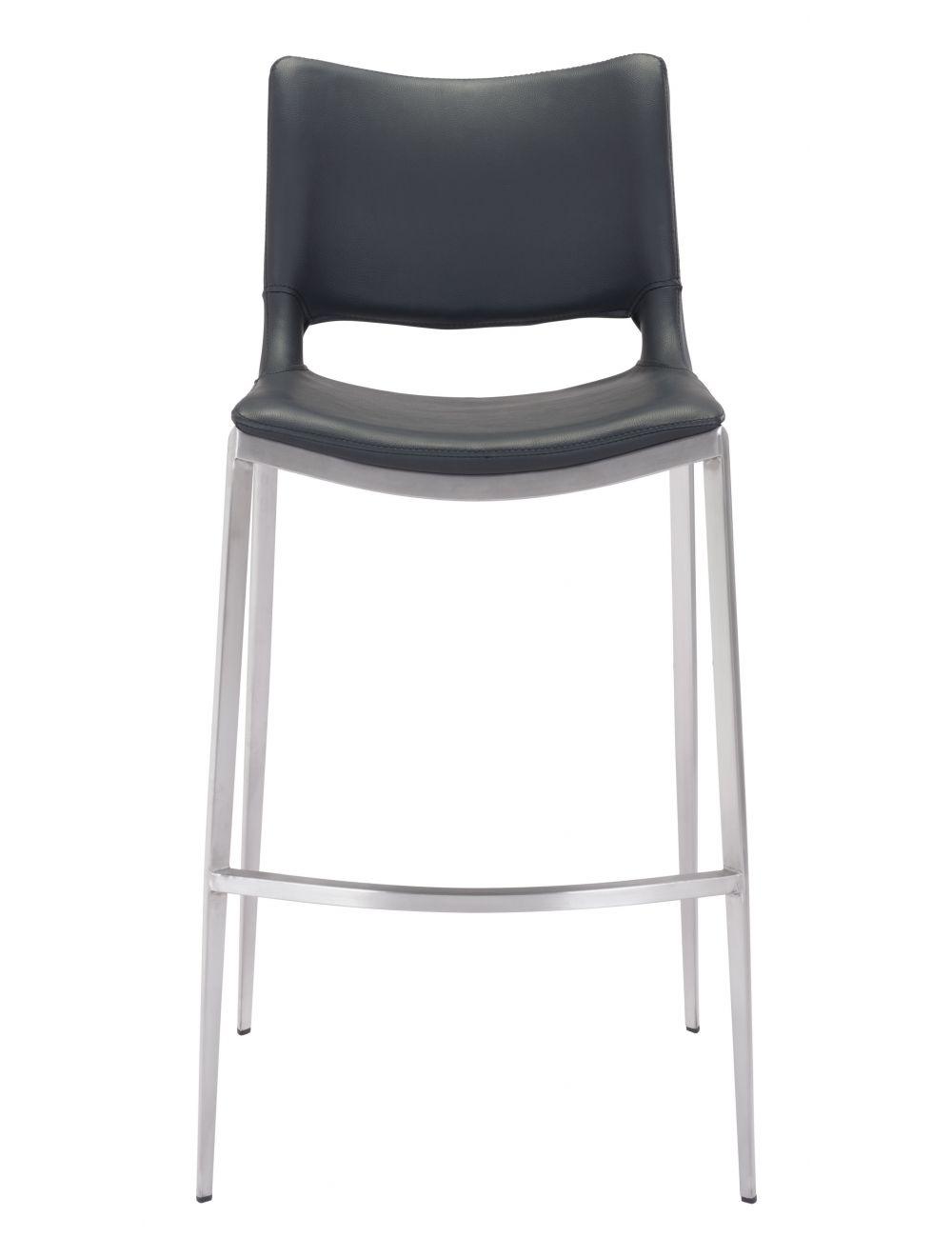 SwayLiving Ace Bar Chair (Set of 2) Black & Silver BAR STOOLS + COUNTER STOOLS