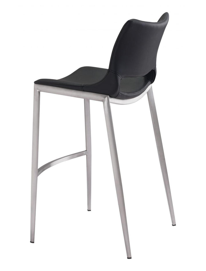 SwayLiving Ace Bar Chair (Set of 2) Black & Silver BAR STOOLS + COUNTER STOOLS
