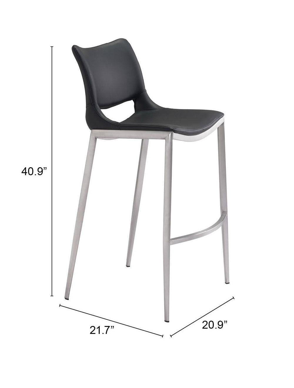 SwayLiving Ace Bar Chair (Set of 2) Black & Silver BAR STOOLS + COUNTER STOOLS