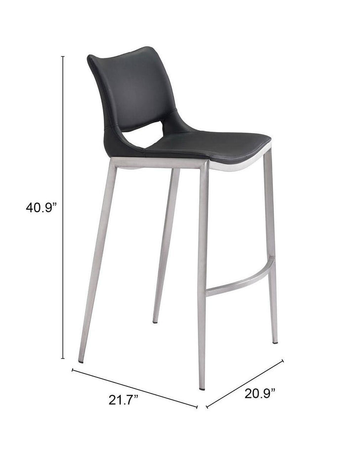 SwayLiving Ace Bar Chair (Set of 2) Black & Silver BAR STOOLS + COUNTER STOOLS