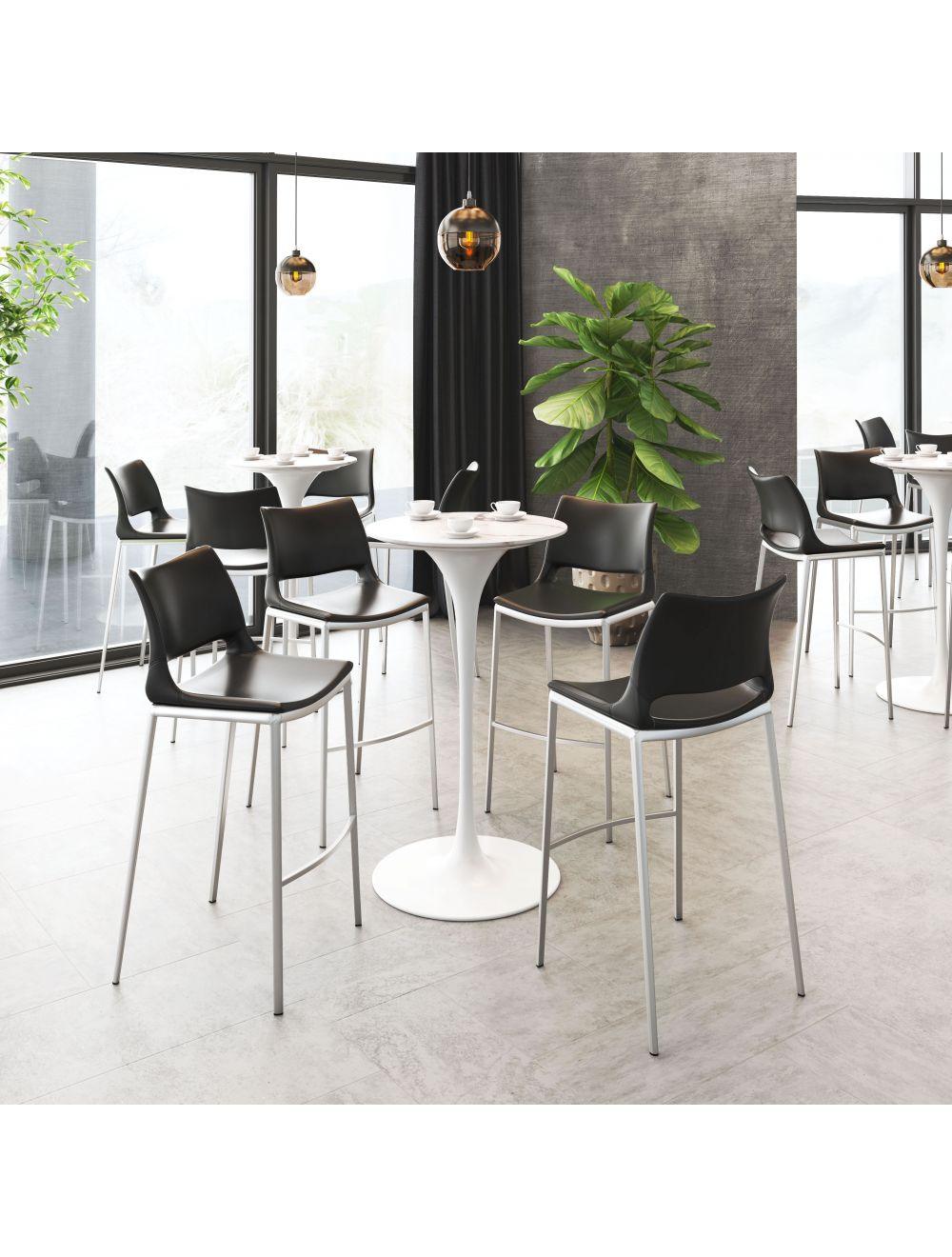 SwayLiving Ace Bar Chair (Set of 2) Black & Silver BAR STOOLS + COUNTER STOOLS