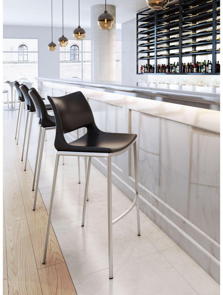 SwayLiving Ace Bar Chair (Set of 2) Black & Silver BAR STOOLS + COUNTER STOOLS