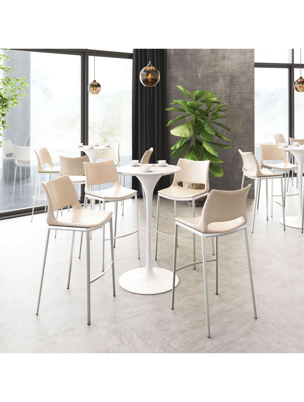 SwayLiving Ace Bar Chair (Set of 2) Light Pink & Silver BAR STOOLS + COUNTER STOOLS