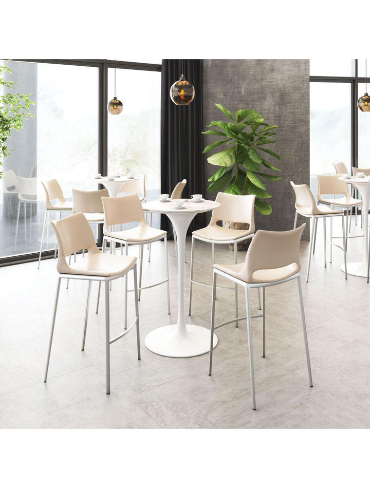 SwayLiving Ace Bar Chair (Set of 2) Light Pink & Silver BAR STOOLS + COUNTER STOOLS