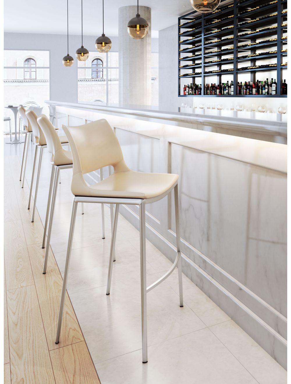 SwayLiving Ace Bar Chair (Set of 2) Light Pink & Silver BAR STOOLS + COUNTER STOOLS