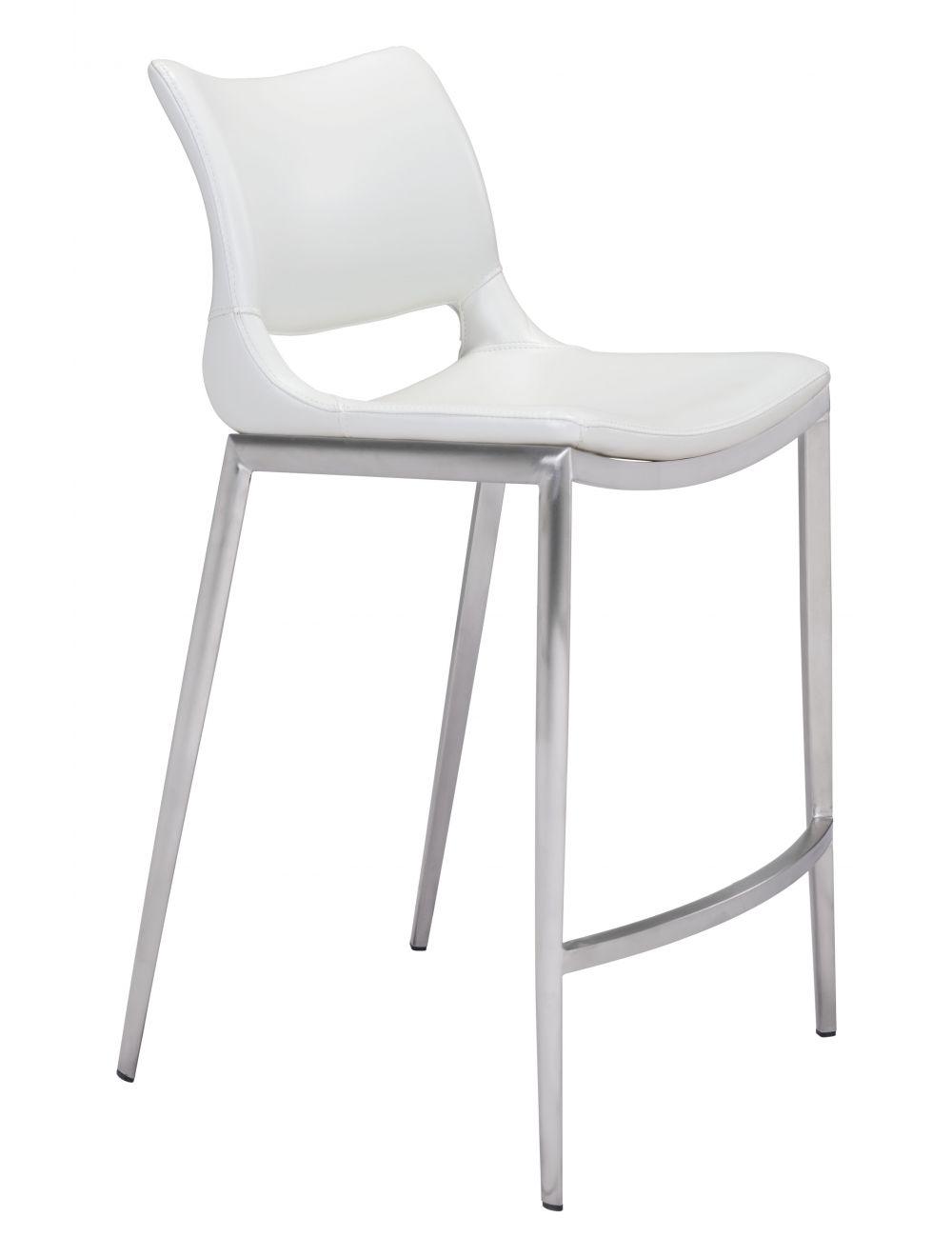 SwayLiving Ace Counter Chair (Set of 2) White & Silver BAR STOOLS + COUNTER STOOLS