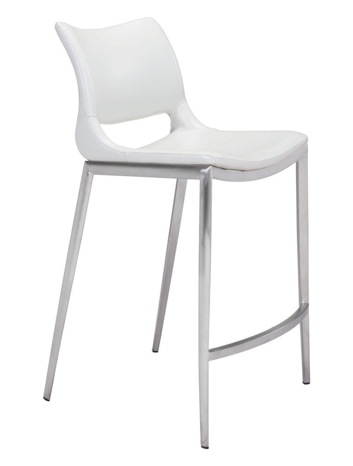 SwayLiving Ace Counter Chair (Set of 2) White & Silver BAR STOOLS + COUNTER STOOLS