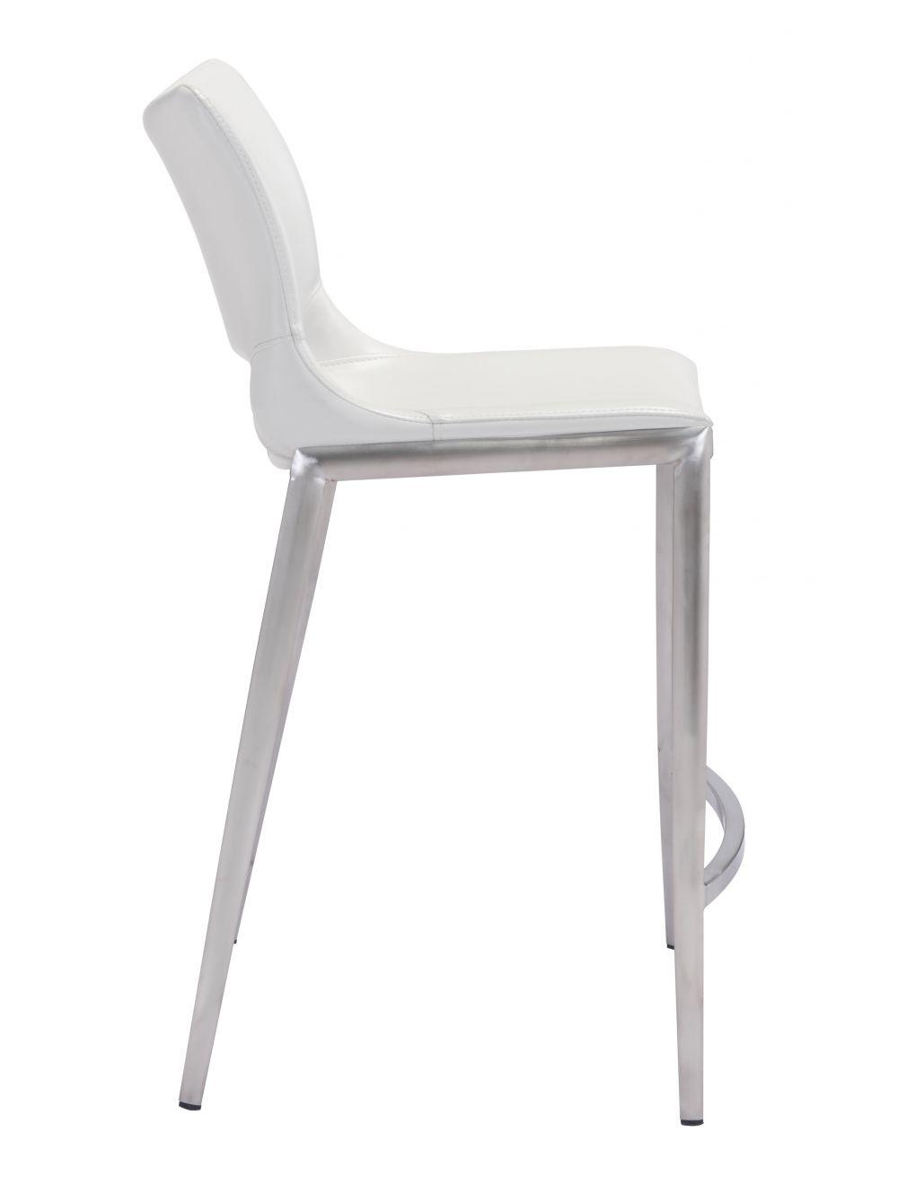 SwayLiving Ace Counter Chair (Set of 2) White & Silver BAR STOOLS + COUNTER STOOLS