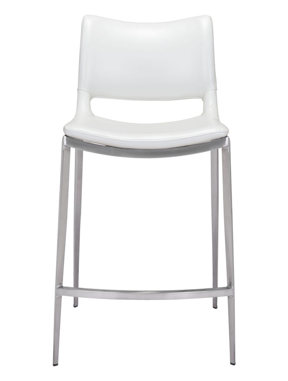 SwayLiving Ace Counter Chair (Set of 2) White & Silver BAR STOOLS + COUNTER STOOLS