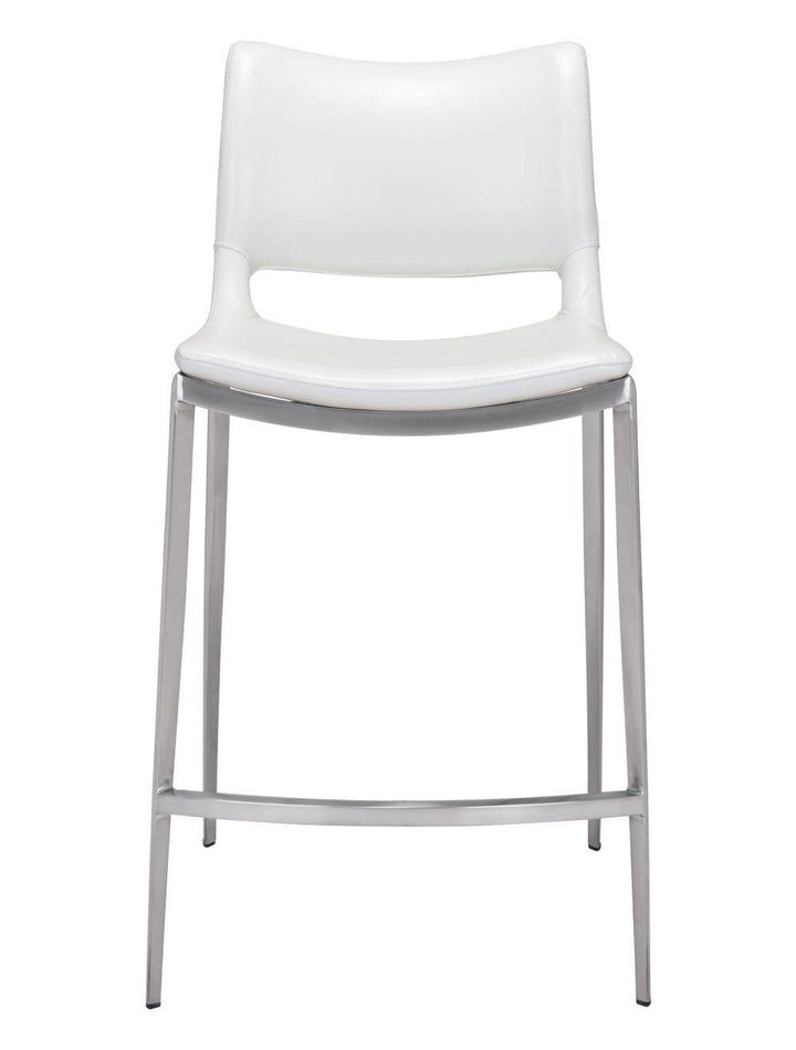 SwayLiving Ace Counter Chair (Set of 2) White & Silver BAR STOOLS + COUNTER STOOLS