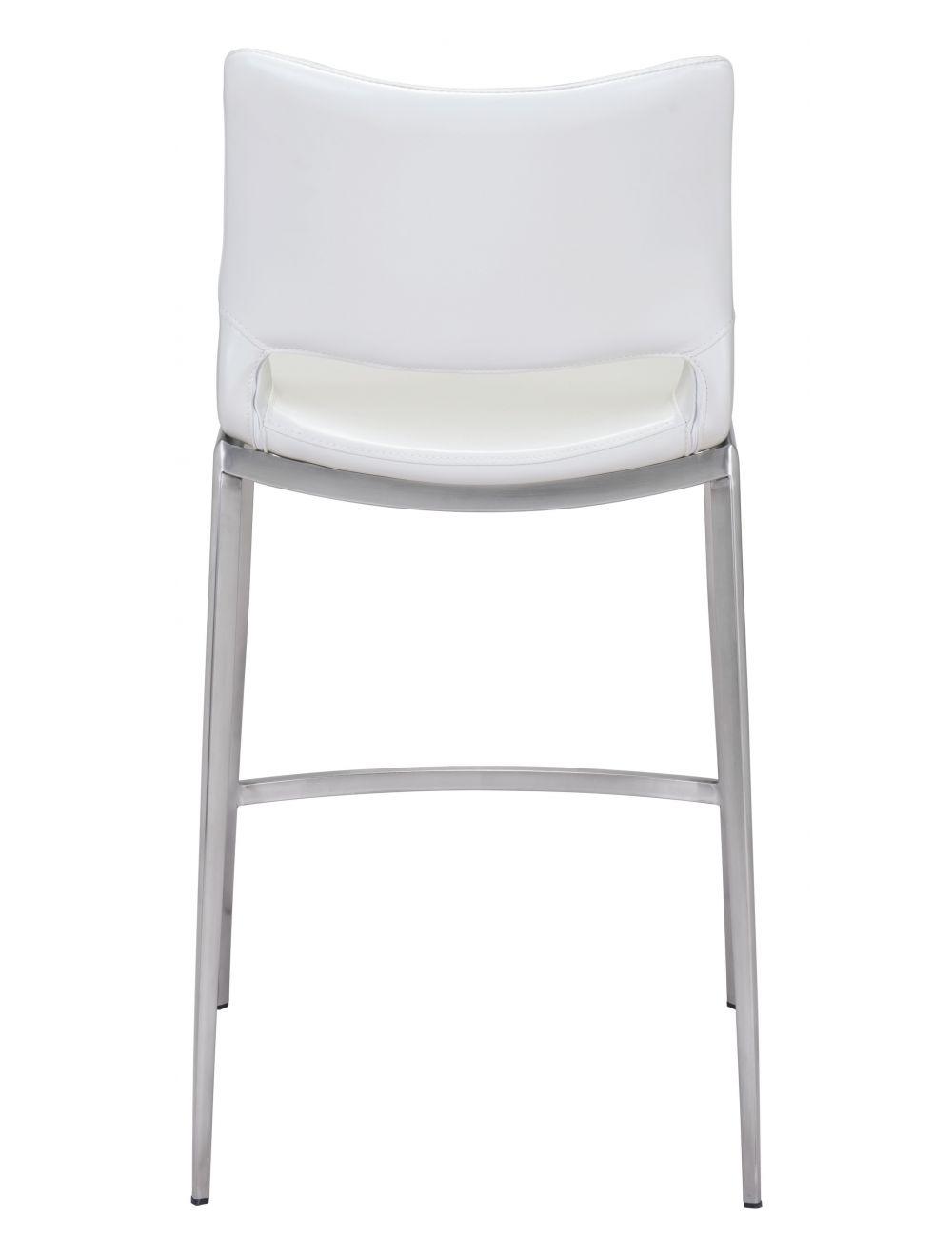 SwayLiving Ace Counter Chair (Set of 2) White & Silver BAR STOOLS + COUNTER STOOLS