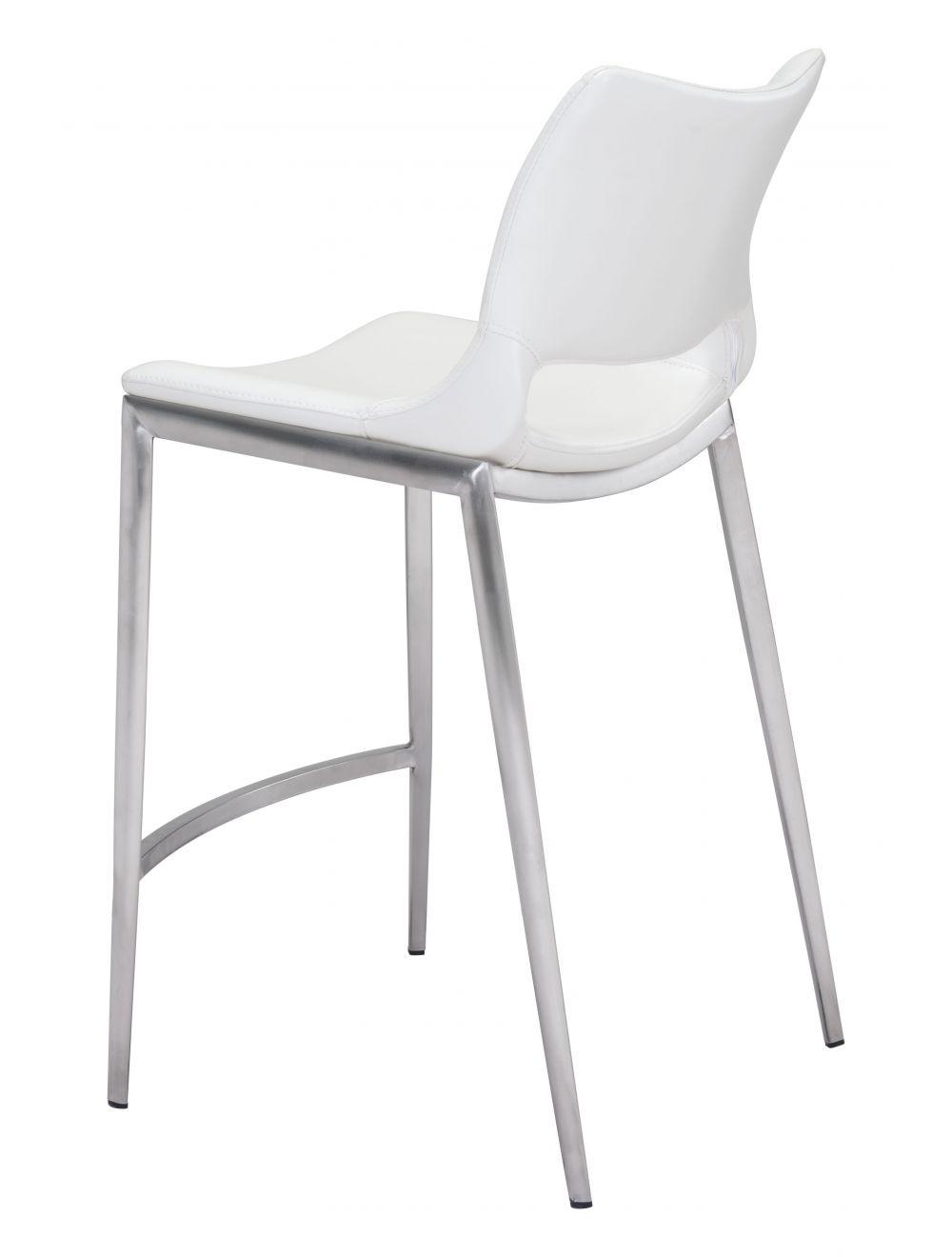 SwayLiving Ace Counter Chair (Set of 2) White & Silver BAR STOOLS + COUNTER STOOLS