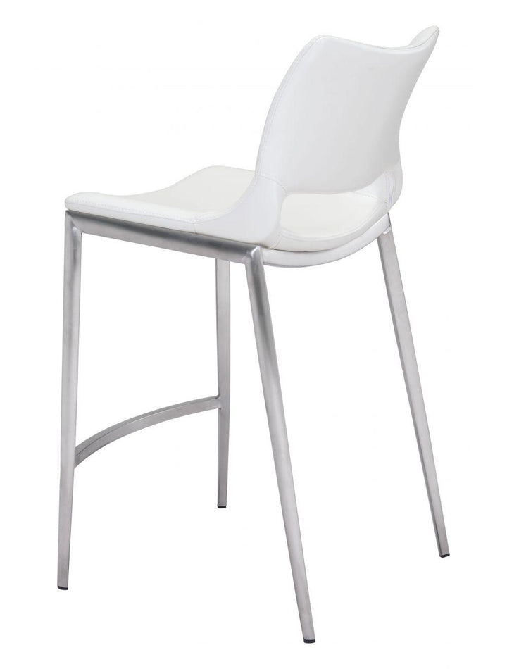SwayLiving Ace Counter Chair (Set of 2) White & Silver BAR STOOLS + COUNTER STOOLS