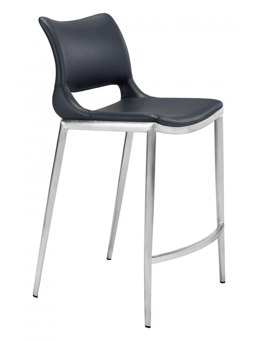 SwayLiving Ace Counter Chair (Set of 2) Black & Silver BAR STOOLS + COUNTER STOOLS
