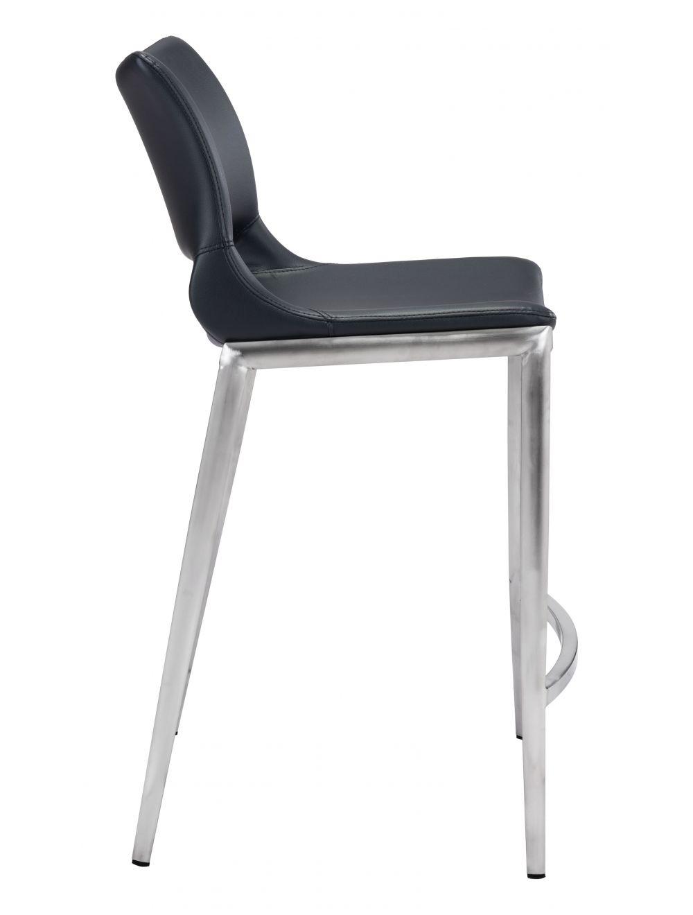 SwayLiving Ace Counter Chair (Set of 2) Black & Silver BAR STOOLS + COUNTER STOOLS