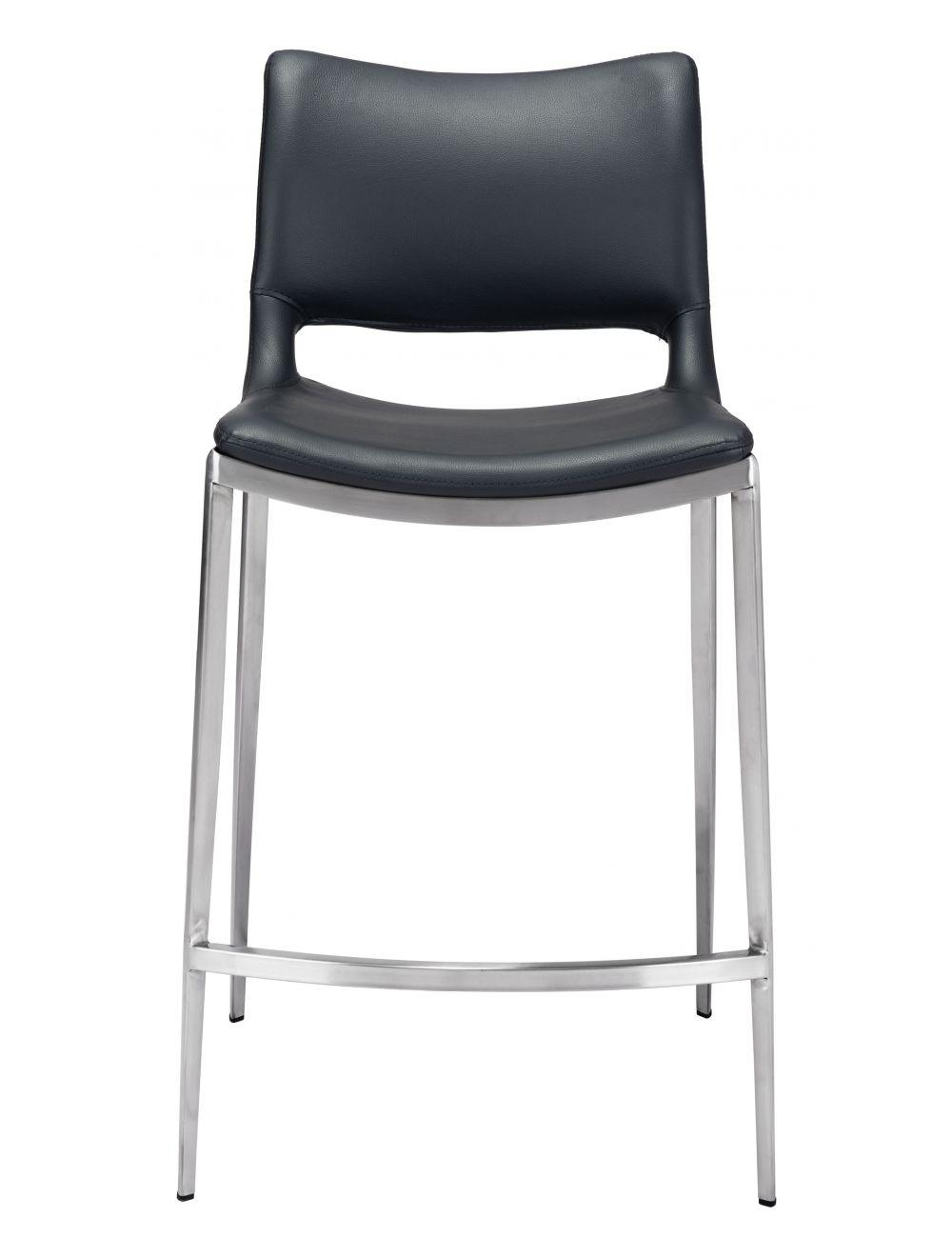 SwayLiving Ace Counter Chair (Set of 2) Black & Silver BAR STOOLS + COUNTER STOOLS
