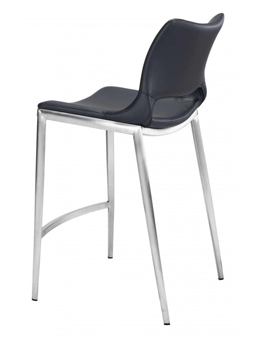SwayLiving Ace Counter Chair (Set of 2) Black & Silver BAR STOOLS + COUNTER STOOLS
