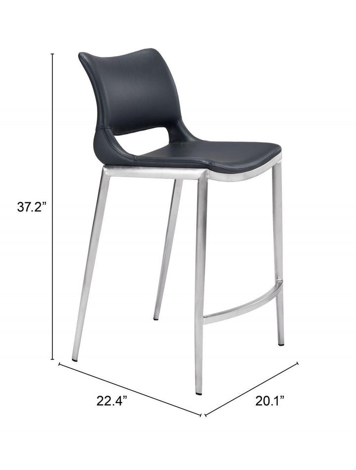 SwayLiving Ace Counter Chair (Set of 2) Black & Silver BAR STOOLS + COUNTER STOOLS