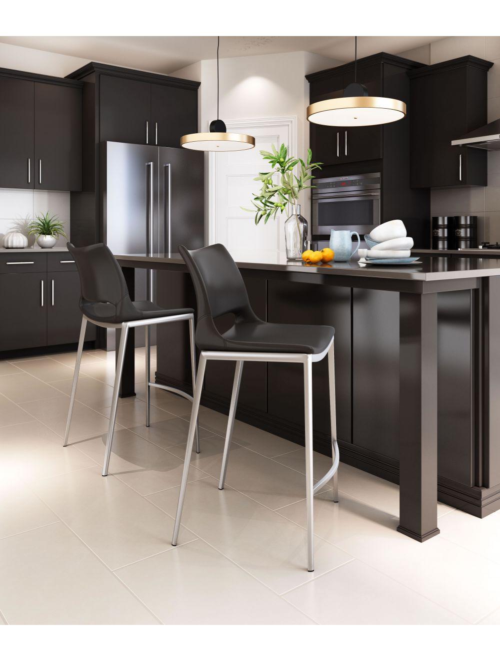 SwayLiving Ace Counter Chair (Set of 2) Black & Silver BAR STOOLS + COUNTER STOOLS