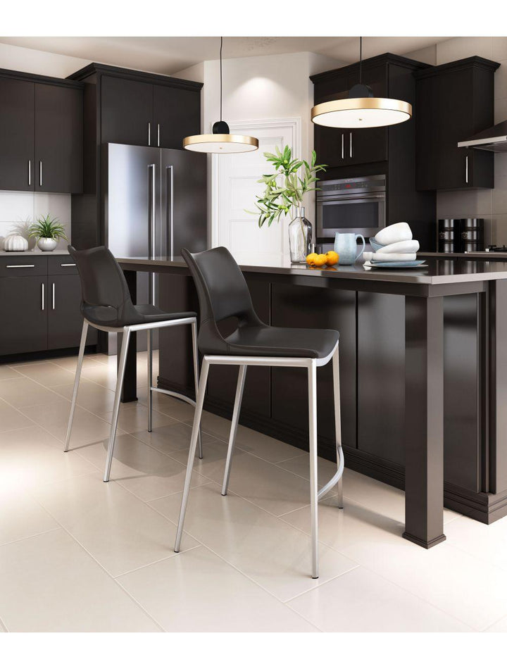 SwayLiving Ace Counter Chair (Set of 2) Black & Silver BAR STOOLS + COUNTER STOOLS
