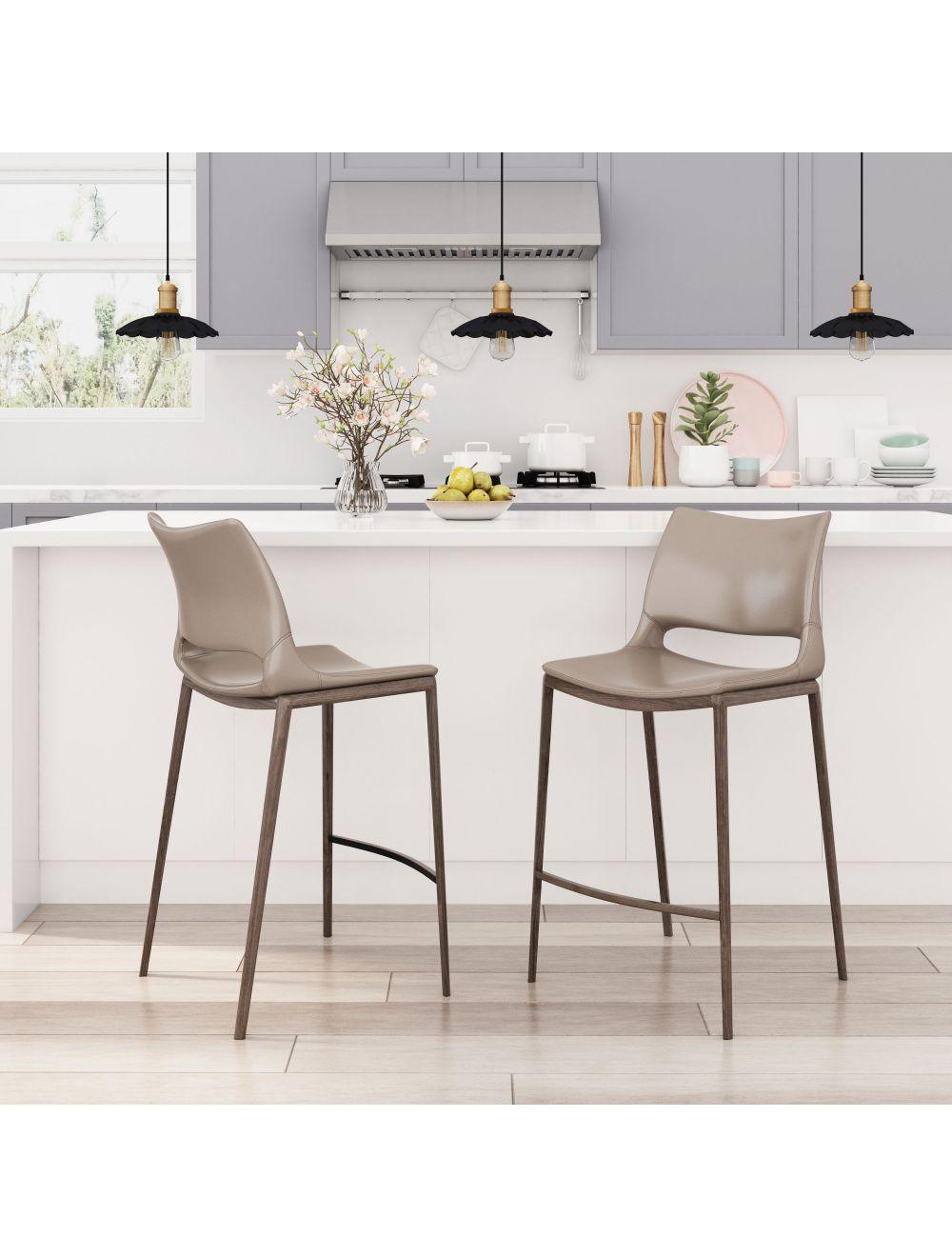 SwayLiving Ace Counter Chair (Set of 2) Gray & Walnut BAR STOOLS + COUNTER STOOLS