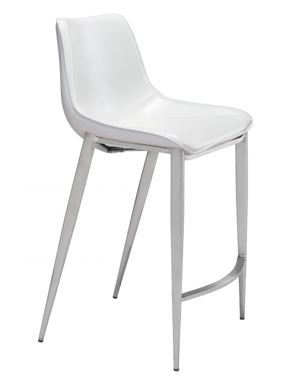 SwayLiving Magnus Counter Chair (Set of 2) White & Silver BAR STOOLS + COUNTER STOOLS
