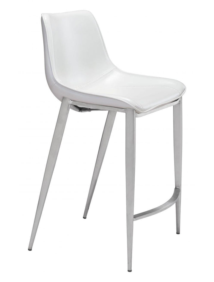 SwayLiving Magnus Counter Chair (Set of 2) White & Silver BAR STOOLS + COUNTER STOOLS