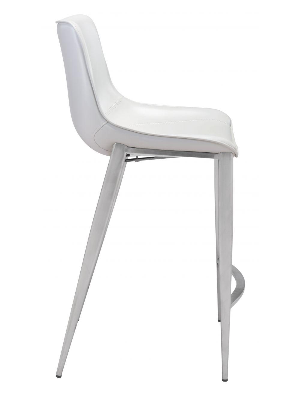SwayLiving Magnus Counter Chair (Set of 2) White & Silver BAR STOOLS + COUNTER STOOLS