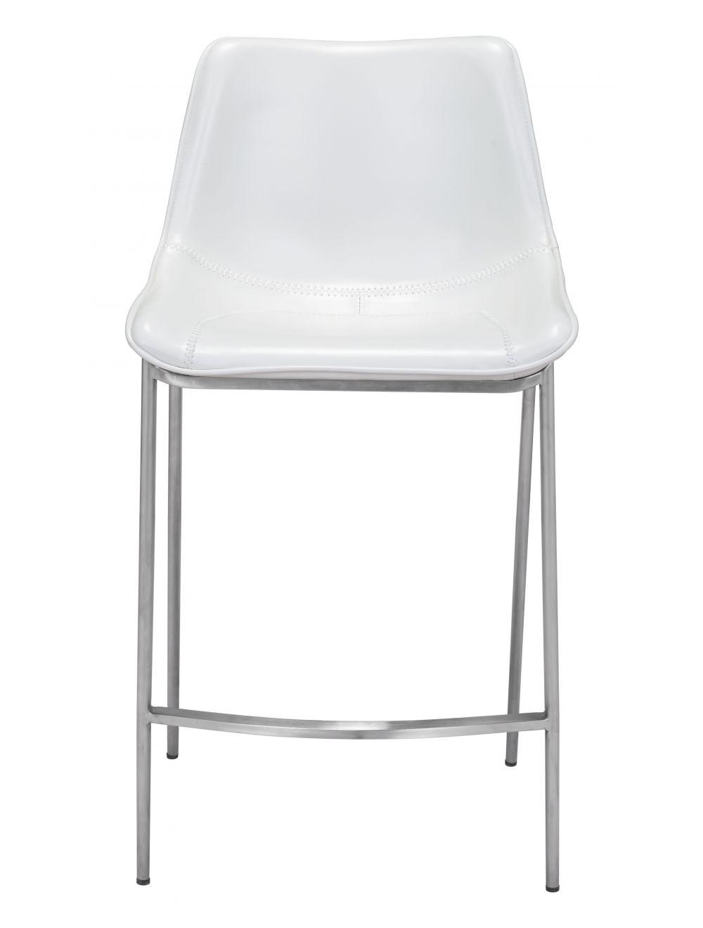 SwayLiving Magnus Counter Chair (Set of 2) White & Silver BAR STOOLS + COUNTER STOOLS