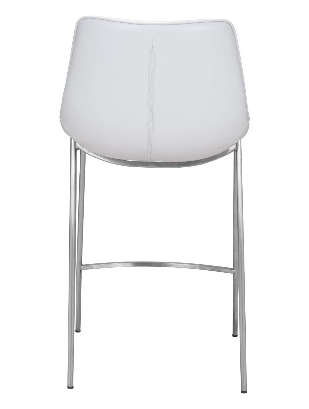 SwayLiving Magnus Counter Chair (Set of 2) White & Silver BAR STOOLS + COUNTER STOOLS