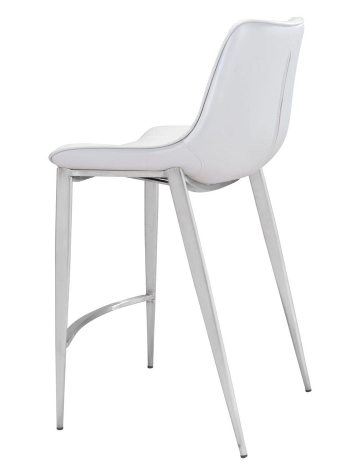 SwayLiving Magnus Counter Chair (Set of 2) White & Silver BAR STOOLS + COUNTER STOOLS