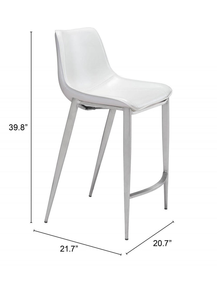 SwayLiving Magnus Counter Chair (Set of 2) White & Silver BAR STOOLS + COUNTER STOOLS