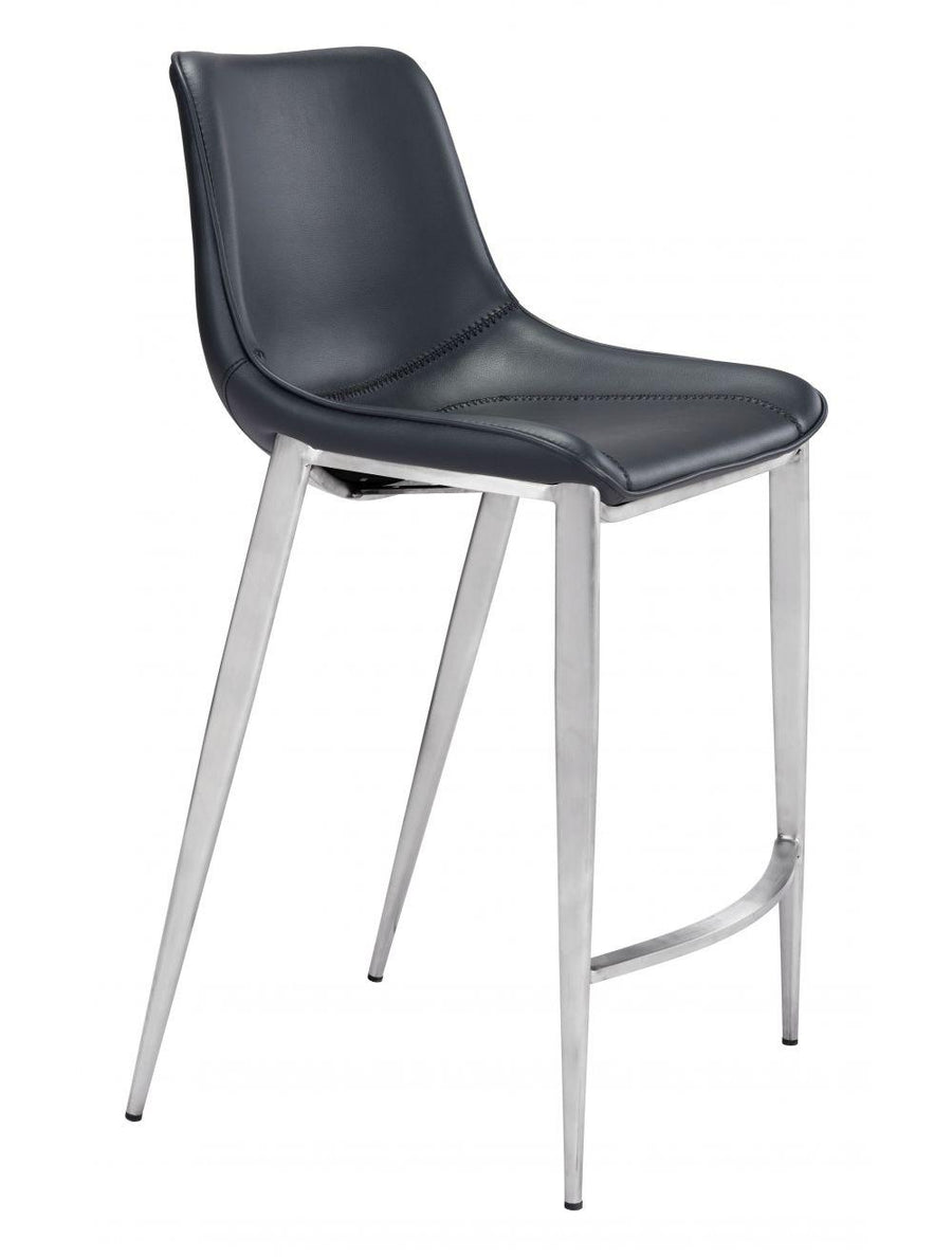 SwayLiving Magnus Counter Chair (Set of 2) Black & Silver BAR STOOLS + COUNTER STOOLS