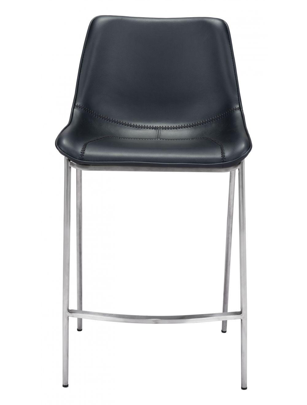 SwayLiving Magnus Counter Chair (Set of 2) Black & Silver BAR STOOLS + COUNTER STOOLS