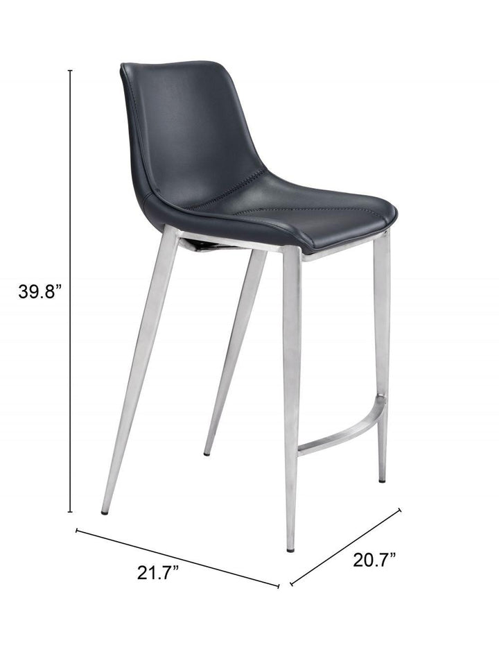 SwayLiving Magnus Counter Chair (Set of 2) Black & Silver BAR STOOLS + COUNTER STOOLS