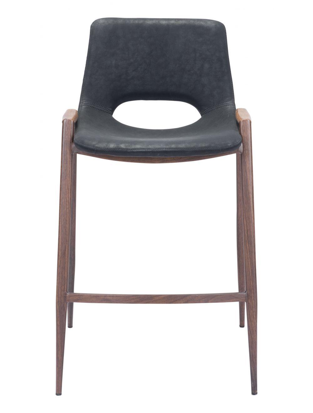 SwayLiving Desi Counter Chair (Set of 2) Black & Walnut BAR STOOLS + COUNTER STOOLS