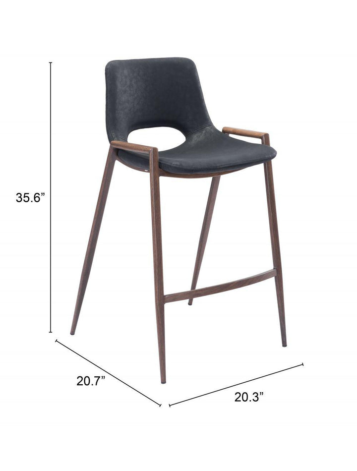 SwayLiving Desi Counter Chair (Set of 2) Black & Walnut BAR STOOLS + COUNTER STOOLS