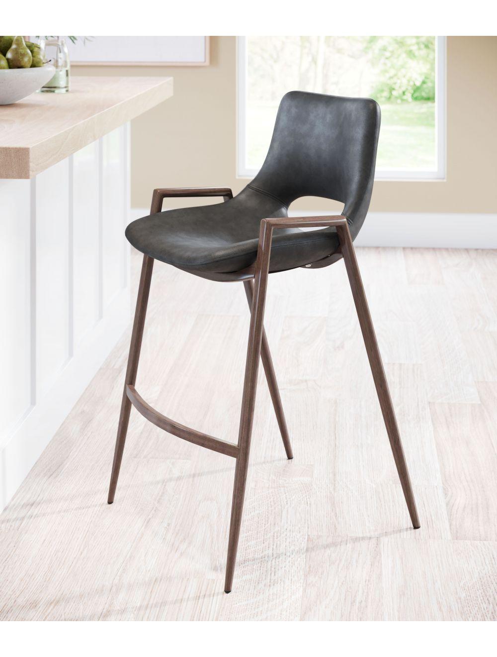 SwayLiving Desi Counter Chair (Set of 2) Black & Walnut BAR STOOLS + COUNTER STOOLS