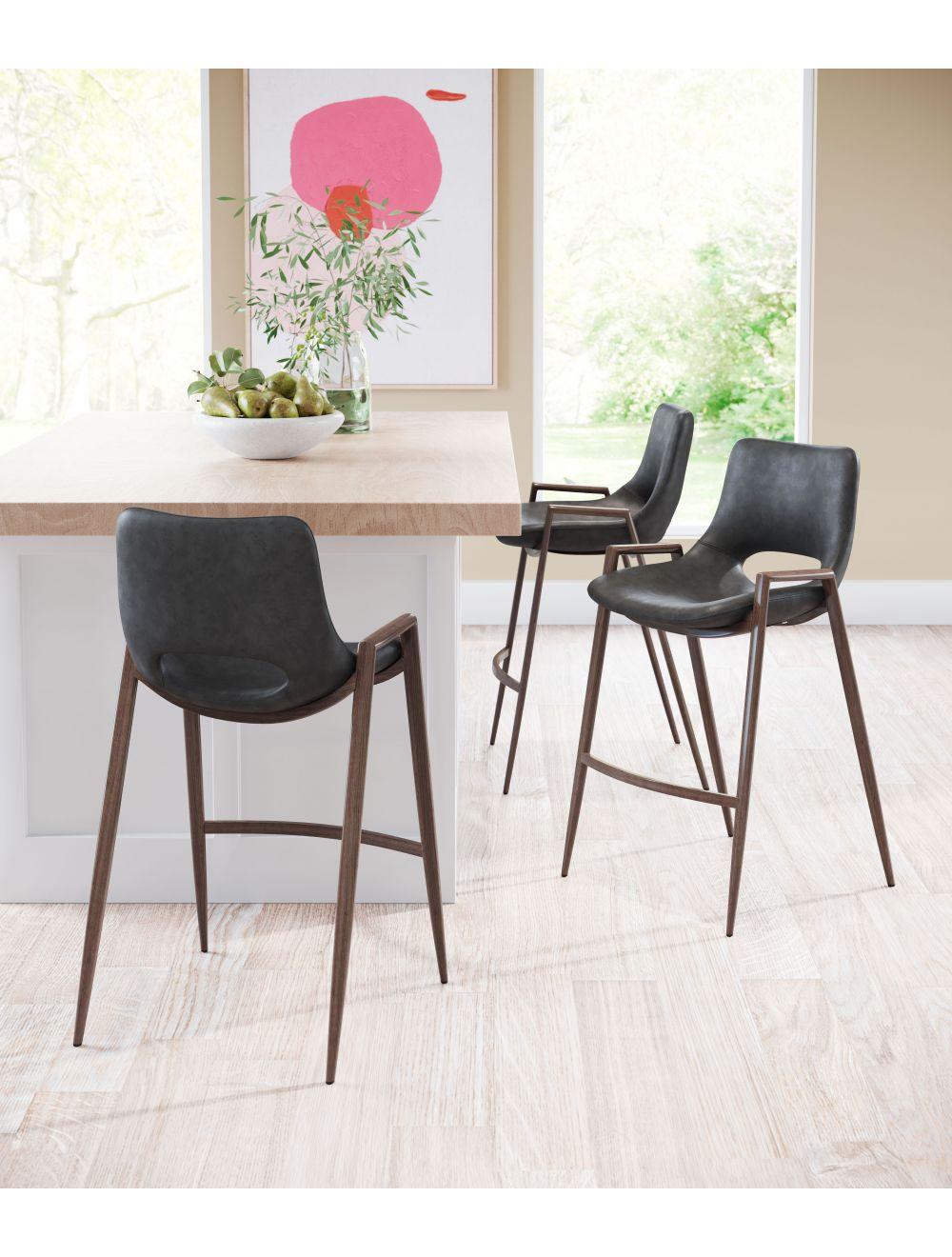 SwayLiving Desi Counter Chair (Set of 2) Black & Walnut BAR STOOLS + COUNTER STOOLS