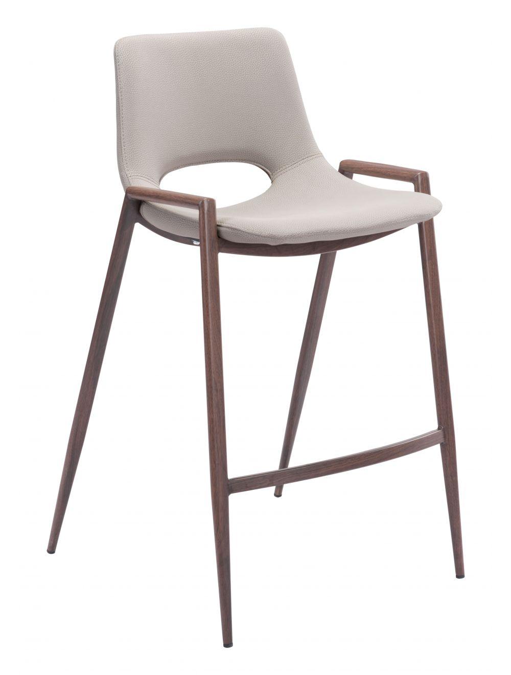 SwayLiving Desi Counter Chair (Set of 2) Beige & Walnut BAR STOOLS + COUNTER STOOLS